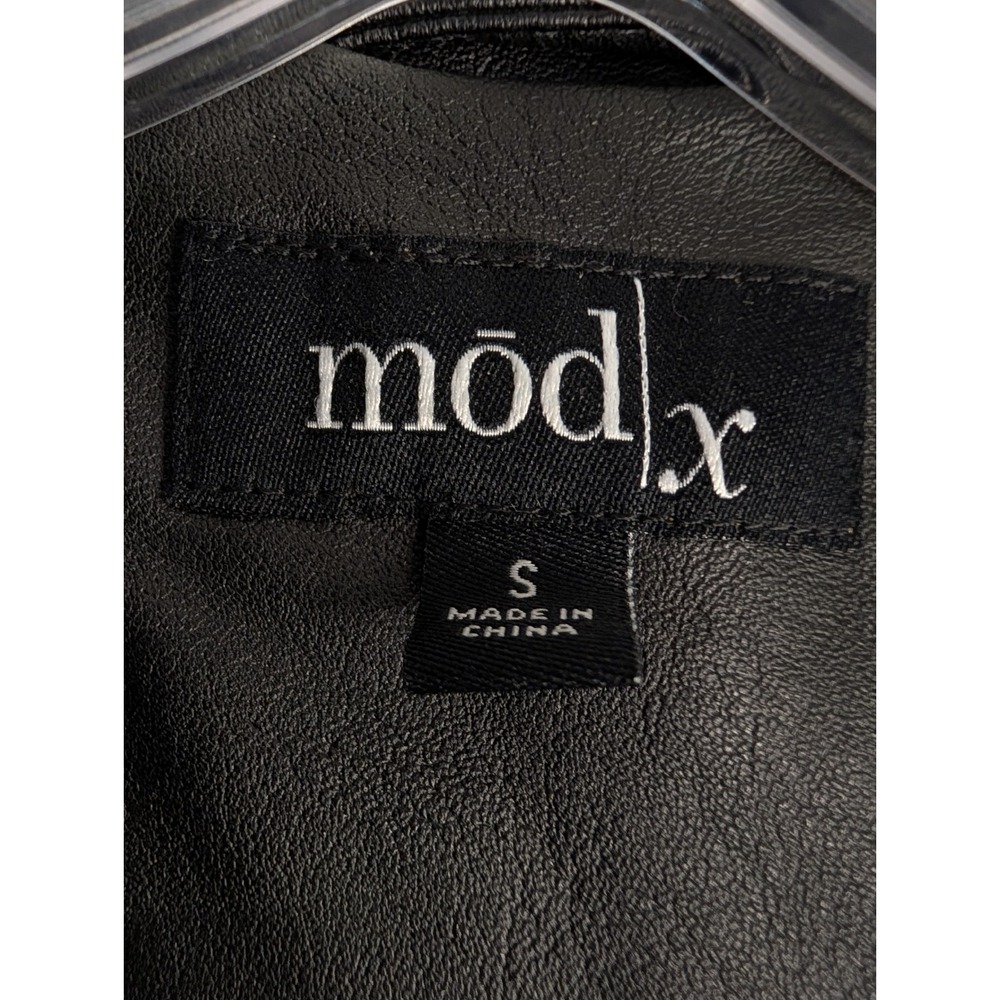 Mod X Faux Leather Gradient Moto Jacket Womens Small Green/Orange/White NWT - Picture 3 of 8